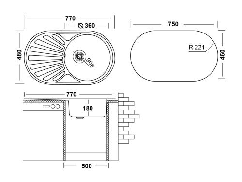 Кухонная мойка Ukinox Фаворит FAP770.480 -GT8K 2L 48х77 цвет хром поверхность полированная - фото 3