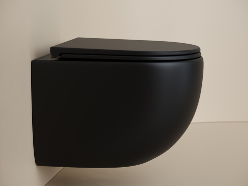 Унитаз подвесной Ceramica Nova UP CN4007MB черный матовый с сиденьем микролифт безободковый душевой смыв - фото 4