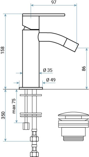 Смеситель Emmevi Filobrass 85004ZI/NEO на биде черный матовый - фото 2