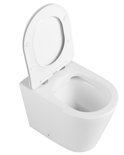 Унитаз приставной Iberica Blanca Burgos alto IB.BRA.331.1B1 белый с сиденьем микролифт безободковый каскадный смыв - фото 5