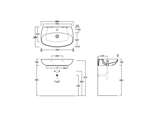 Раковина из санфаянса Simas VI 11 bia 80х50 подвесная цвет мультиколор - фото 3
