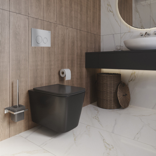 Унитаз подвесной Grossman Санфаянс GR-4441BMS черный матовый с сиденьем микролифт безободковый каскадный смыв - фото 4