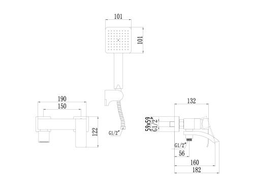 Смеситель для ванны и душа Fmark FS8624-1Q настенный графит - фото 2