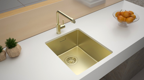 Мойка LASSAN 38 UNI, нерж. сталь, LA38-LG, светлое золото, 380х440мм, Paulmark - фото 3