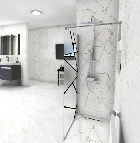 Душевая перегородка Cerutti SPA PICK T90 90х120 стекло прозрачное/матовое профиль хром глянцевый - фото 3