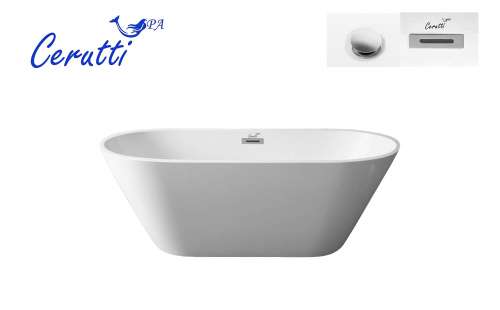 Ванна акриловая Cerutti SPA CT9903 160х75 отдельностоящая овальная с ножками - фото 3