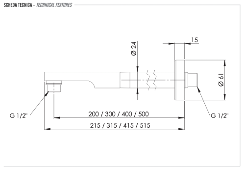 Кронштейн для верхнего душа 40 см Remer 348N40XV сталь - фото 2