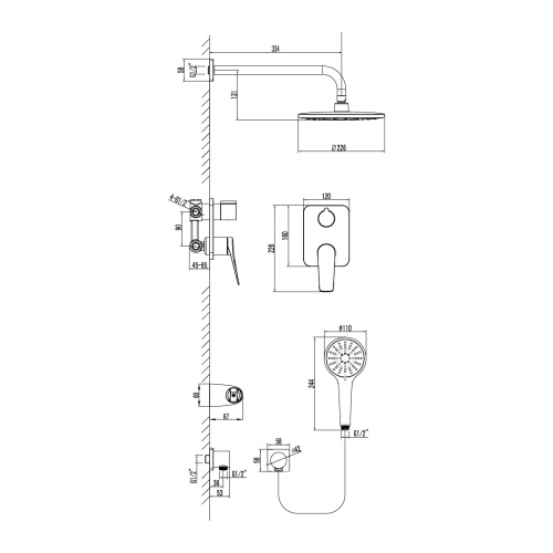 Душевая система LeMark Bronx LM3729BL встраиваемая в стену - фото 2