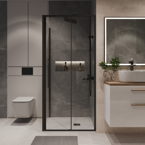 Душевой уголок Niagara Nova NG-84-9AB-A90B-34 90х90 стекло прозрачное профиль черный матовый без поддона - фото 4