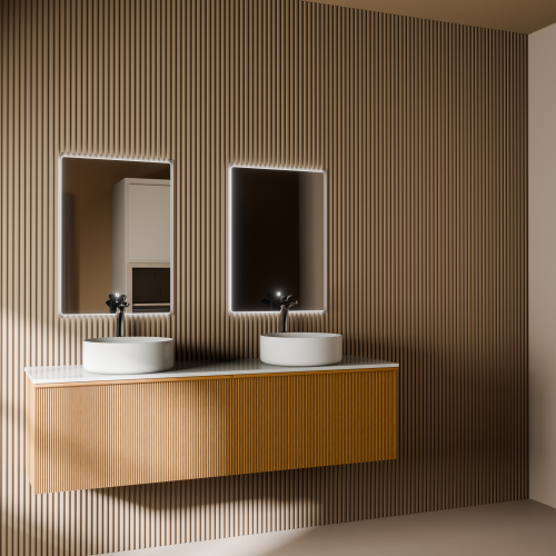 Тумба с раковиной+зеркало Art Decco Andy (Энди) AAN15W11D3M0 150x45x40 подвесная цвет белый дуб - фото 2