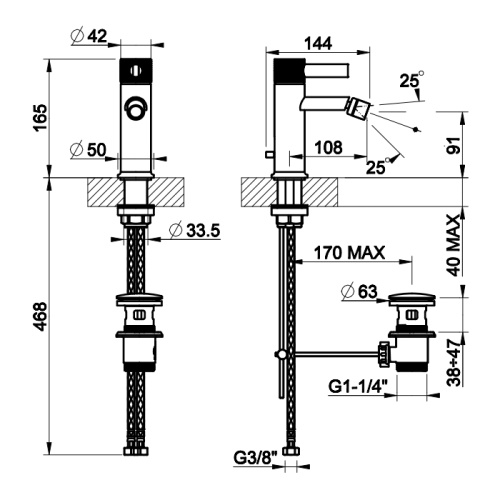 Смеситель Gessi INCISO 58007#727 на биде латунь - фото 2