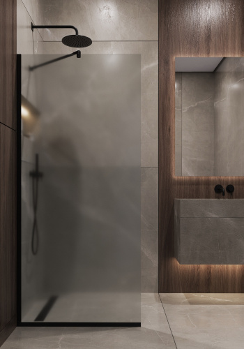 Душевая перегородка Timo T11 119х195 стекло матовое профиль черный - фото 2