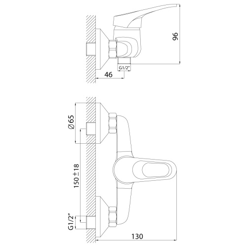 Смеситель для душа Rossinka B B35-41 настенный хром - фото 2