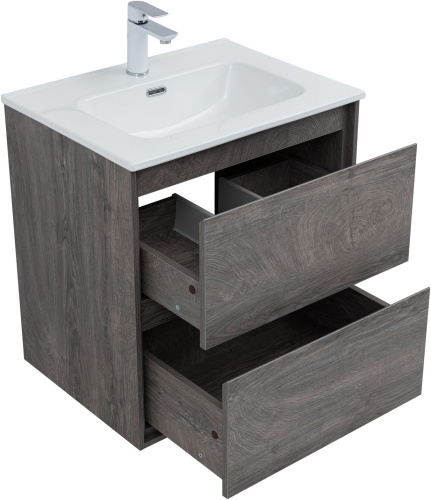 Тумба под раковину Aquanet Милан 00336372 60х45х64 подвесная цвет темное дерево - фото 3