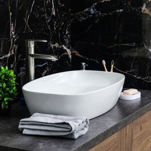 Раковина из сантехнического фарфора Melana 78329-805 60х38 накладная цвет белый без отверстий под смеситель - фото 5