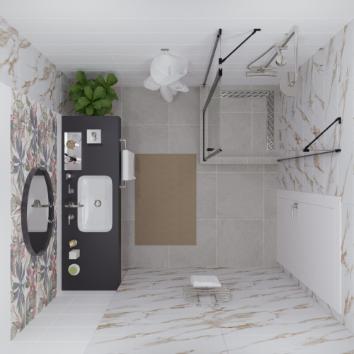 Душевой уголок Тритон Йота-Блэк Щ0000054032 90х90 стекло прозрачное профиль черный без поддона - фото 5