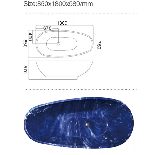 Ванна акриловая Frank 12512 180х85 отдельностоящая овальная без каркаса - фото 2