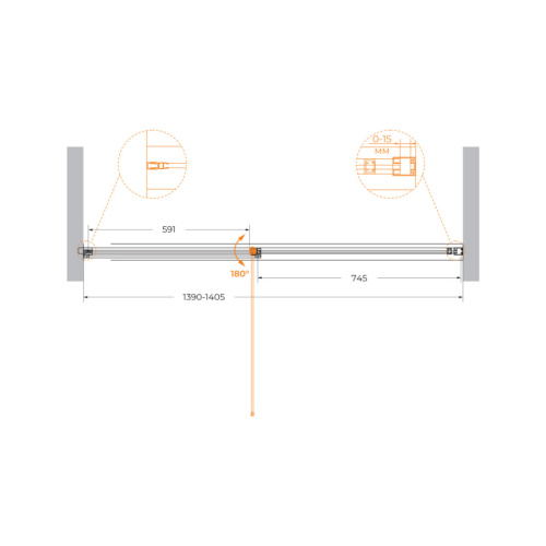 Душевая дверь Cezares URBAN URBAN-B-12-140-C-NERO 140х195 стекло прозрачное профиль черный - фото 2
