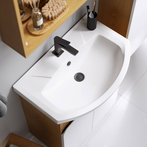 Тумба под раковину Aqwella Y BAS0106DZ 60х33х82 напольная цвет белый/коричневый - фото 4