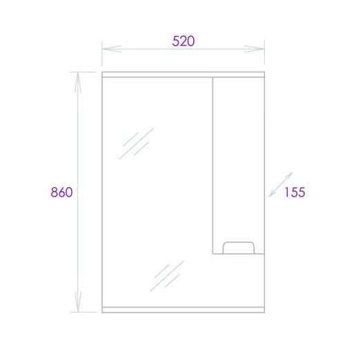 Зеркало-шкаф Onika Харпер 205216 52х16х86 подвесной - фото 3