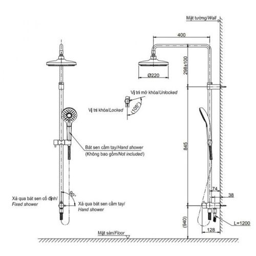Душевая стойка Toto Showers TBW01002R настенная цвет хром - фото 2