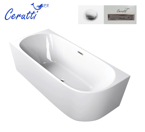Ванна акриловая Cerutti SPA CT10090 170х75 отдельностоящая асимметричная с ножками - фото 4