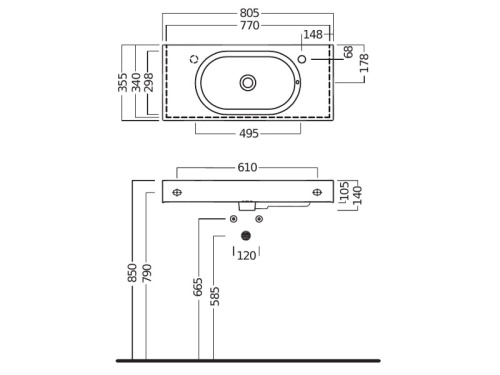 Раковина из санфаянса Hatria AREA Y0QB01 81х35 подвесная цвет белый - фото 2