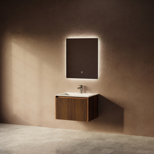 Тумба с раковиной+зеркало Art Decco Camilla (Камилла) ACM06W22S1M0 60x45x40 подвесная цвет черный орех - фото 2