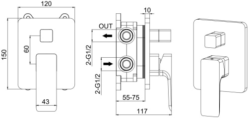 Смеситель для ванны с душем Allen Brau Infinity 5.21014-00 встраиваемый в стену хром - фото 5