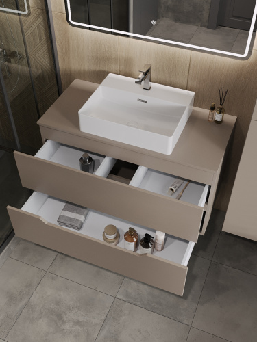 Тумба с раковиной Orange Line Li-100TuLMDF+B04-500W 101х46х66 - фото 4