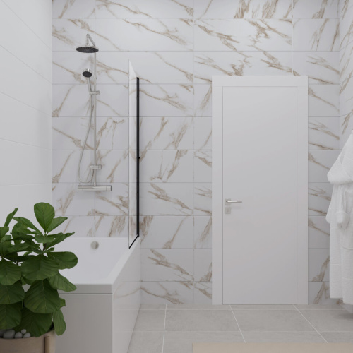 Душевая шторка на ванну Тритон Соло-Блэк Щ0000051154 75х140 стекло прозрачное профиль черный ориентация универсальная - фото 3