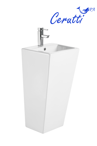 Раковина из сантехнического фарфора Cerutti SPA CT7663 44х38 напольная цвет белый 1 отверстие под смеситель - фото 2