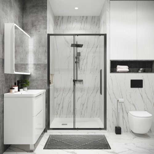 Душевая дверь Grossman Cosmo 100.K33.02.140.42.00 140х195 стекло прозрачное профиль графит - фото 4