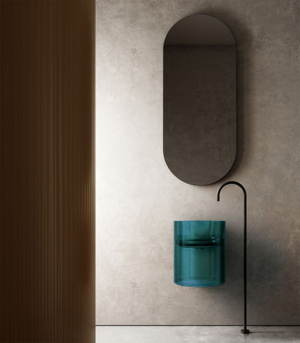 Раковина из полиэфирной смолы Abber KRISTALL AT2704Aquamarin 42х42 подвесная цвет бирюзовый без отверстий под смеситель - фото 2