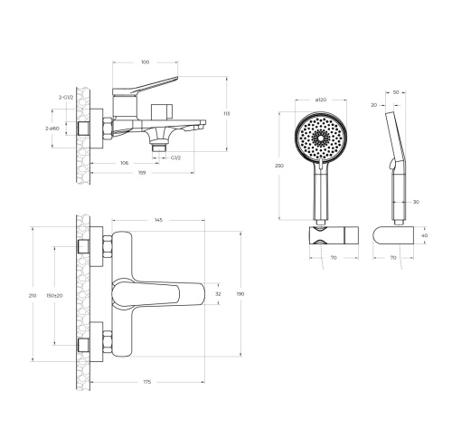 Смеситель BelBagno UNIQUE UNIQUE-VASM-CRM настенный хром - фото 4