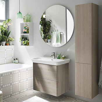 Тумба с раковиной Burgbad Iveo SFEN080F2834G0161C0001*1 80х49х72 подвесная цвет дуб фланелевый