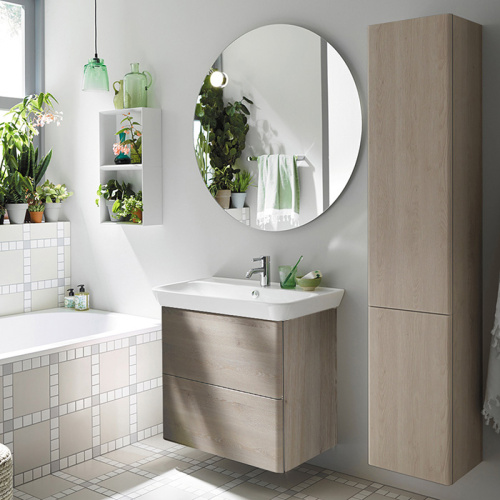 Тумба с раковиной Burgbad Iveo SFEN080F2834G0161C0001*1 80х49х72 подвесная цвет дуб фланелевый