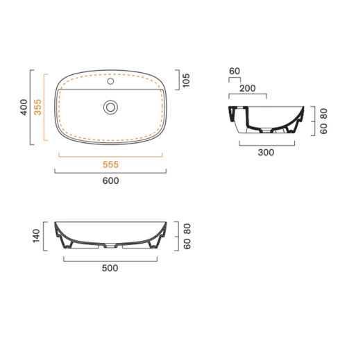 Раковина керамическая Catalano Alvea 60 см 625601001 полувстраиваемая цвет белый 1 отверстие под смеситель - фото 2