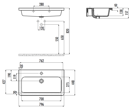 Раковина из сантехнического фарфора Creavit Ipek IP080-00CB00E-0000 80х45 накладная цвет белый 1 отверстие под смеситель - фото 2