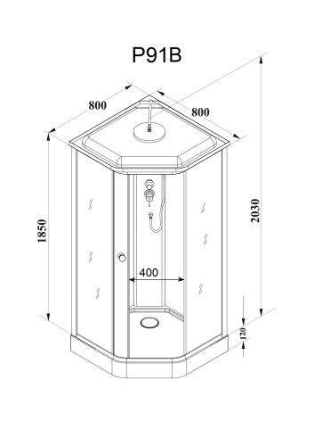 Душевая кабина Parly Penta P91B 90х90 трапеция с крышей ориентация универсальная - фото 4