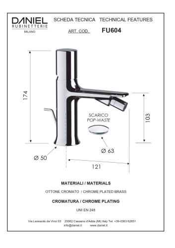 Смеситель Daniel Fusion FU604-CF на биде хром черный глянцевый - фото 2