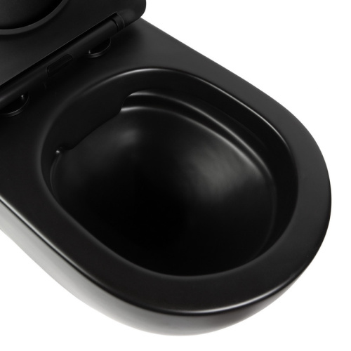 Унитаз подвесной Bond Oval F01-108 черный с сиденьем микролифт безободковый душевой смыв - фото 4