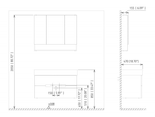 Тумба с раковиной Orka Malta 5001482 100х47х63 цвет антрацит матовый - фото 5