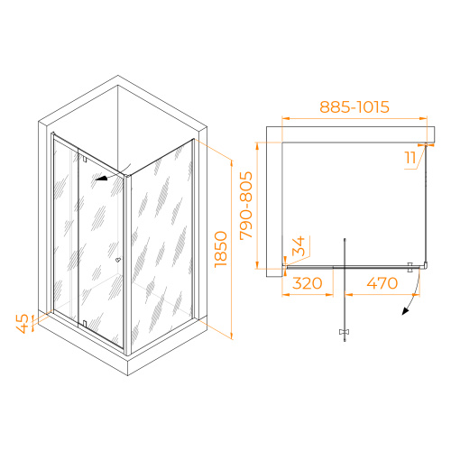 Душевой уголок RGW Passage 41084498-011 90х80 стекло прозрачное профиль хром глянцевый без поддона - фото 2