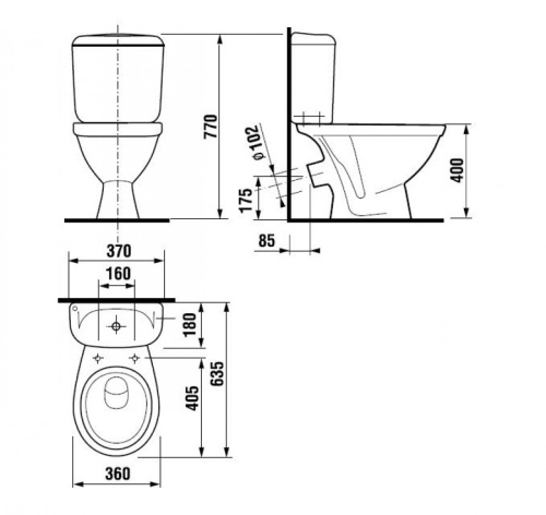 Унитаз-компакт напольный с бачком Jika Lyra 8242340002429 белый без сиденья каскадный смыв - фото 2
