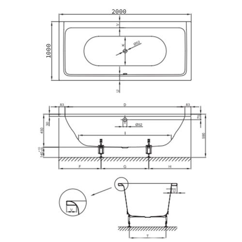 Ванна стальная Bette Free 6832-000 PLUS 200х100 встраиваемая прямоугольная без ножек - фото 2