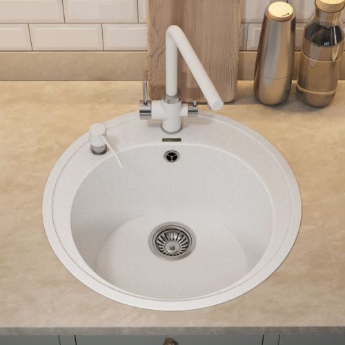 Кухонная мойка Uperwood Quartz Premium UPD-01 3910202100 50х50 цвет белый поверхность матовая - фото 4