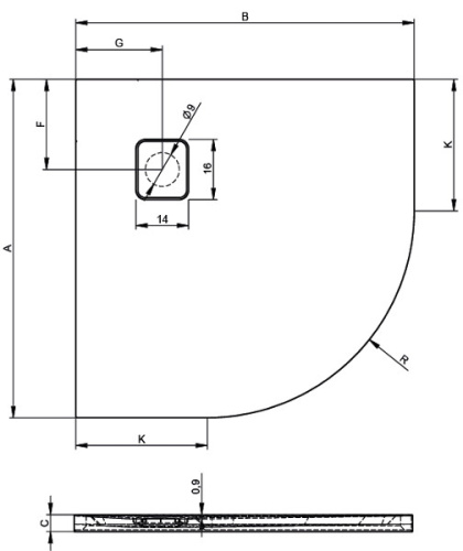 Душевой поддон Riho BASEL D005047005 90х90 акрил белый без ножек - фото 2
