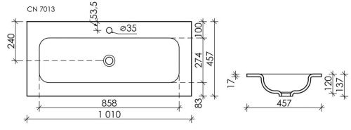 Раковина из сантехнического фарфора Ceramica Nova GRACE CN7013MB 100х50 накладная цвет черный 1 отверстие под смеситель - фото 4