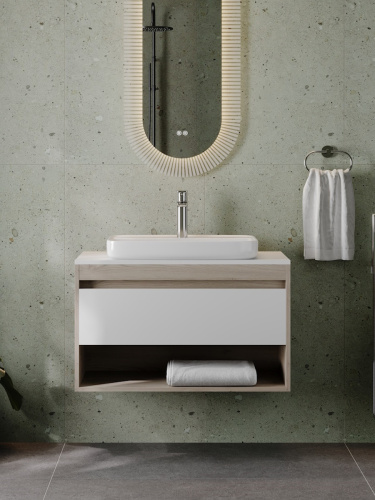 Раковина из сантехнического фарфора Teymi Solli T51246 61х40 полувстраиваемая цвет белый 1 отверстие под смеситель - фото 3